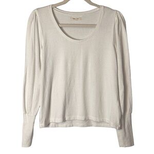 Madewell Puff-Sleeve Scoopneck Top AG236 Bright Ivory‎ Size Small